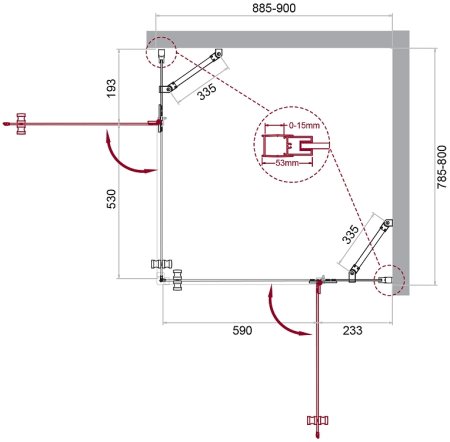 Душевой уголок BelBagno Kraft 90х80 KRAFT-AH-22-90/80-C-Cr-R профиль Хром стекло прозрачное 