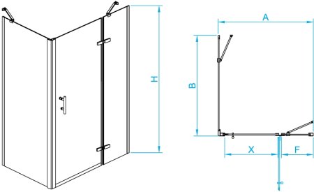 Душевой уголок RGW PA-77B R (PA-07B R + Z-050-2B + держатель O-204B) 1200x800 