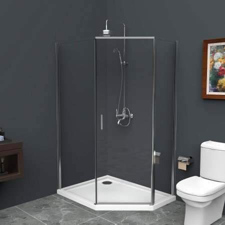 Душевой уголок BelBagno Uno 100х80 UNO-195-PH-1-100/80-C-Cr профиль Хром стекло прозрачное 