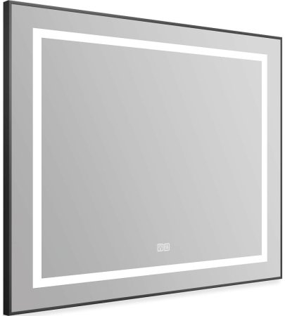 Зеркало BelBagno Kraft 88.5 SPC-KRAFT-885-785-TCH-WARM-NERO с подсветкой с подогревом Черное с сенсорным выключателем 