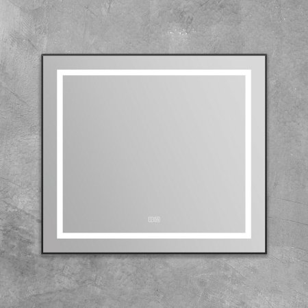 Зеркало BelBagno Kraft 88.5 SPC-KRAFT-885-785-TCH-WARM-NERO с подсветкой с подогревом Черное с сенсорным выключателем 