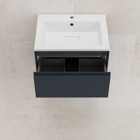 Тумба подвесная "ЛИМА 60" эмаль, под раковину LINE 60, 2 ящ., PLUS, графит 