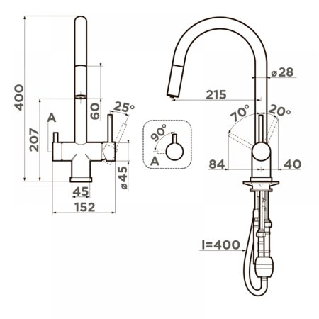 Смеситель для кухни Omoikiri Akita-S GB 4994359 черный / графит 