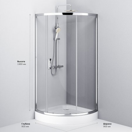 Душевой уголок AM.PM Like Solo Slide 90x90 W83G-315-090CT профиль Хром глянцевый стекло прозрачное 