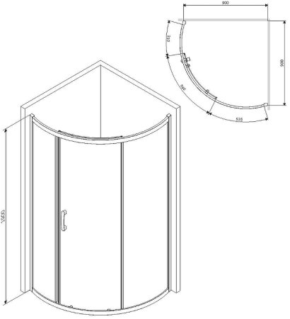 Душевой уголок AM.PM Like Solo Slide 90x90 W83G-315-090CT профиль Хром глянцевый стекло прозрачное 