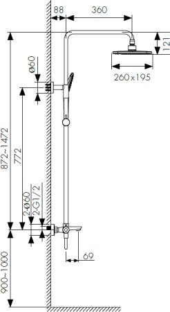 Душевая система Kaiser Cezar 05182-2 с термостатом Черная матовая 