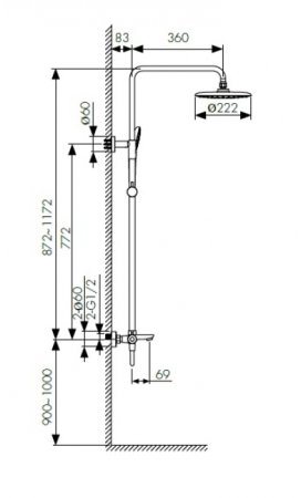 Душевая система Kaiser Cezar 05182-2 с термостатом Черная матовая 