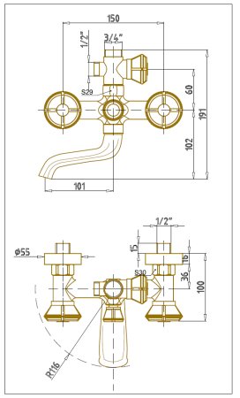 Душевая система Bronze de Luxe Royal 10121DF Бронза 