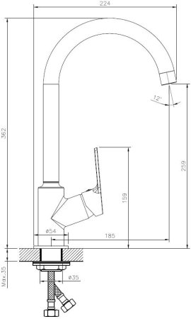 Смеситель для кухонной мойки ESKO SAINT-PETERSBURG (SPb 519) 