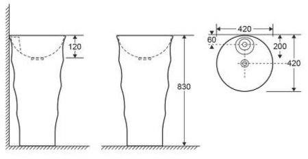 Раковина CeramaLux 42 G-308 Белая 