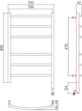 Электрический полотенцесушитель Сунержа Галант 800x500 R 31-5401-8050 Черный матовый 