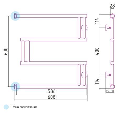 Полотенцесушитель водяной Сунержа High-tech M 60x60 