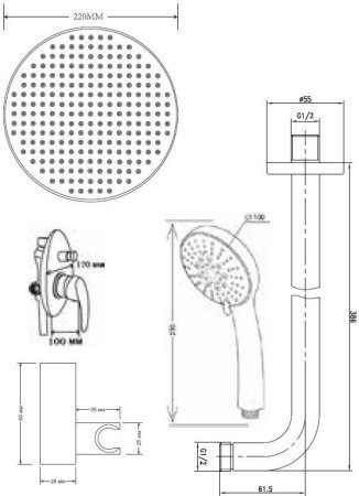 Душевая система скрытого монтажа ESKO (Set_6in1) 