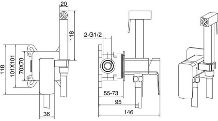 Гигиенический душ со смесителем Allen Brau Infinity 5.21005-31 Черный матовый 