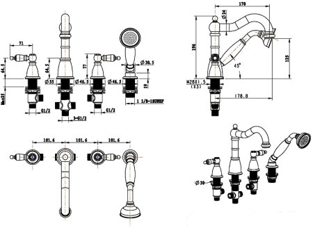 Смеситель на борт ванны Boheme Tradizionale Chrome 396 Хром 