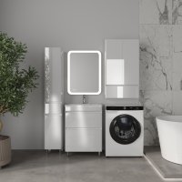 Тумба напольная STYLELINE "Атлантика 60", Люкс Плюс белый глянец с раковиной Атлантик 60