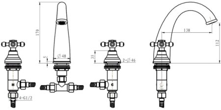 Смеситель для раковины Boheme Camelia 297 Золото 