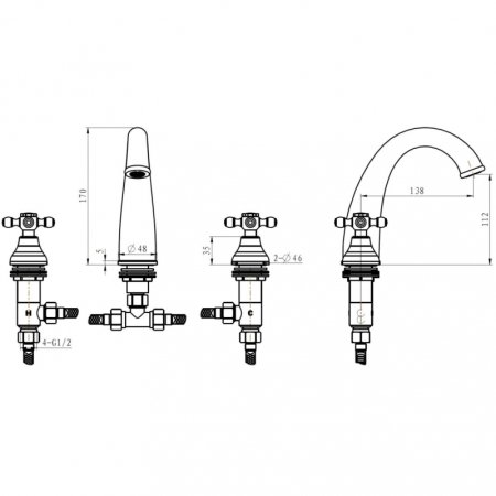 Смеситель для раковины Boheme Satine 297-ST Золото 