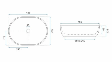 Раковина 48,5х35 см Rea Lara REA-U9889 