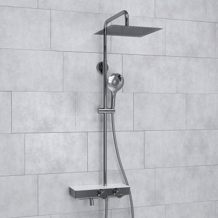 Душевая система WasserKRAFT A113.118.101.CH Thermo с термостатом Хром Белая 