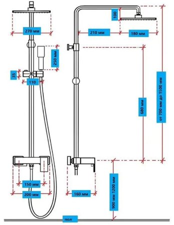 Душевая система ALMAes SDI-1814 Черная матовая 
