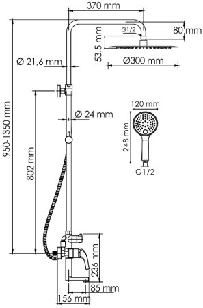 Душевая система WasserKRAFT A171.263.207.PG Золото глянцевое 