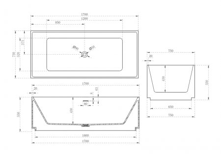 Ванна из искусственного камня ABBER Stein AS9602 белая матовая 