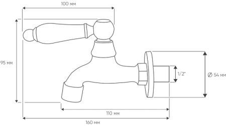 Кран для одного типа воды Bronze de Luxe 21988/1 Черный матовый 