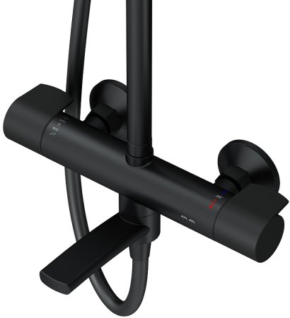 Душевая система AM.PM X-Joy F0785A522 с термостатом Черная матовая 