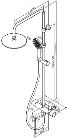 Душевая система AM.PM X-Joy F0785A522 с термостатом Черная матовая 