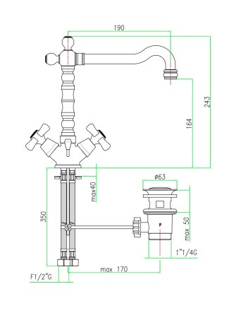 Смеситель для раковины Webert Armony AM700302010 
