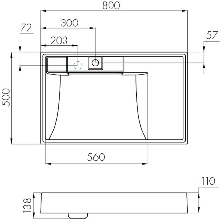 Раковина Aquaton Рейн 80 L 1A72113KRW210 на стиральную машину Графит 