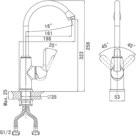 Смеситель для кухонной мойки D&K Ambrosius Rhein DA1342401 