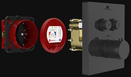 Душевая система Vincea Inspire VSFW-3I21T1GM с термостатом Вороненая сталь 