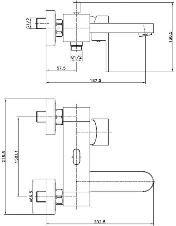 Смеситель для ванны Cersanit Elio 63045 Хром 