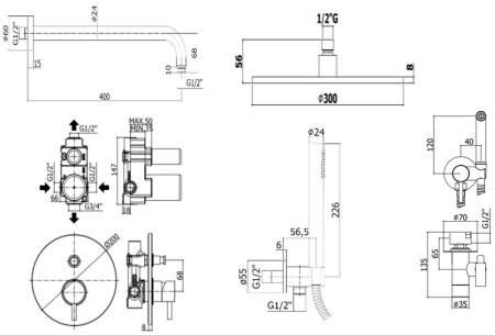 Душевая система Paffoni Light KITZLIG015HGKING с гигиеническим душем Золото медовое 