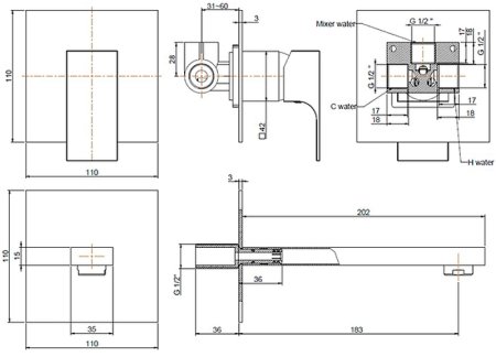 Смеситель для раковины Paini Grazia 21CR208 Хром 
