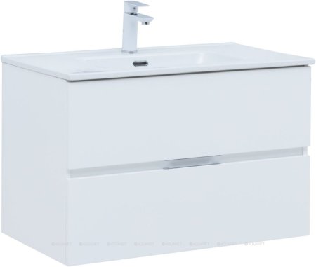 Тумба с раковиной Aquanet Алвита New 80 2 ящика, белый матовый 