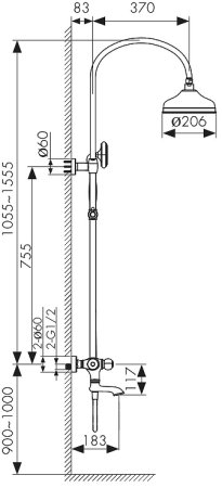 Душевая система Kaiser Aria 03182-1 с термостатом Бронза 