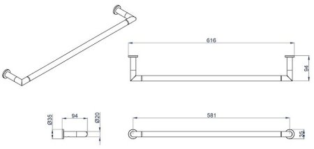 Полотенцедержатель Azario Forny AZ-88301 Хром 