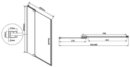 Душевая дверь Vincea Extra 90 VDP-1E8090CL профиль Хром стекло прозрачное 
