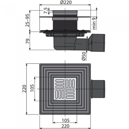 Трап сливной AlcaPlast APV33441 Хром 