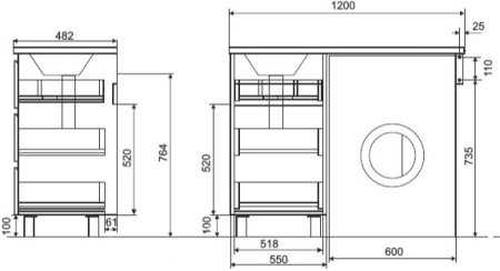 Тумба с раковиной Эстет Dallas Luxe 120 напольная, 3 ящика, L 