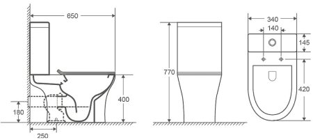 Унитаз компакт Azario Fretta Round AZ-1217+AZ-1216 с бачком и сиденьем Микролифт 