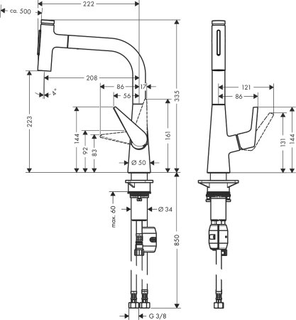 Смеситель Hansgrohe Talis Select M51 72824000 для кухонной мойки, хром 