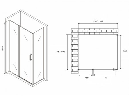 Душевой уголок Abber Sonnenstrand 130х80 AG04130S-S80 профиль Хром стекло прозрачное 