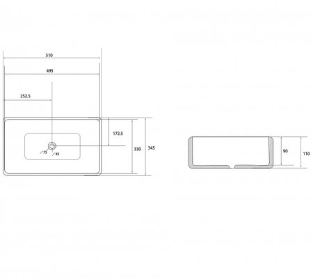 Раковина-чаша Abber Rechteck 51 AC2207 Белая 