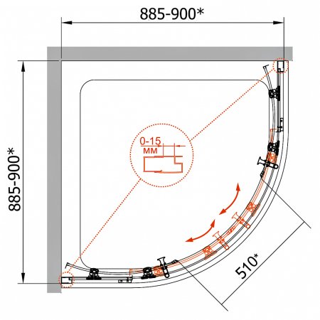 Душевой уголок Cezares Eco O-R-2-90-P-Cr стекло punto 