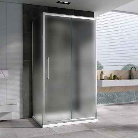 Душевой уголок Abber Schwarzer Diamant 130x85 AG30130MH-S85M-S85M профиль Хром стекло матовое 