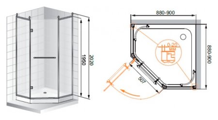 Душевой уголок Cezares Retro P1 90 CP Br L 
